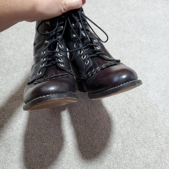 Laredo Black Leather Lace Up Boots - Picture 5 of 12